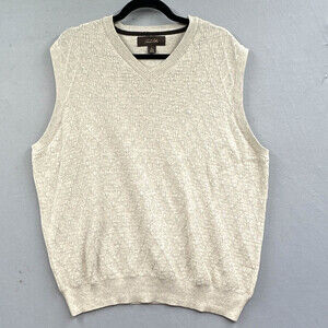 Tasso Elba Sweater Vest L V-Neck Golf Dad Grandpa Textured Old Money Gray Preppy